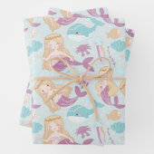 メルメイドシーベイビーシャワーガールズバースデーパーティー ラッピングペーパーシート (インサイチュ)