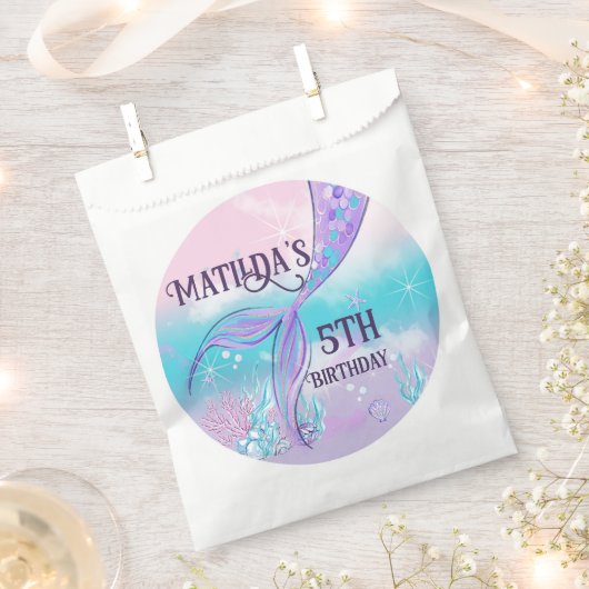 メルメイドテール紙パーティーフェイスバッグ フェイバーバッグ (クリップ留めされた状態)