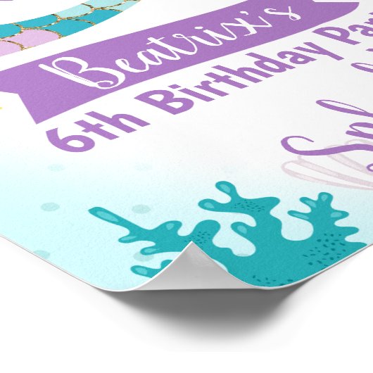 メルメイドパーソナライズされたウェルカムバースデーパーティーのポスター ポスター (角)