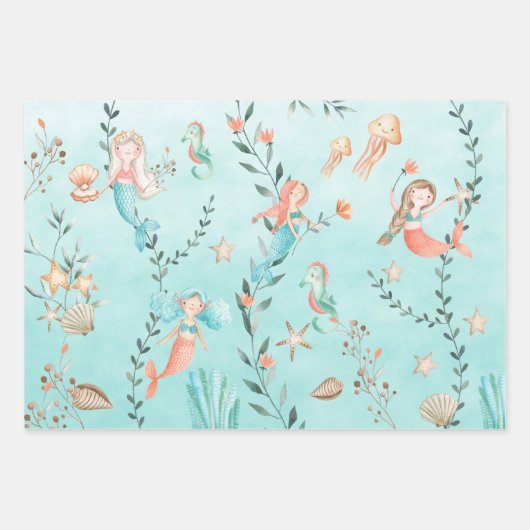 メルメイドパーティーカリブのザブルーシー ラッピングペーパーシート (正面3)
