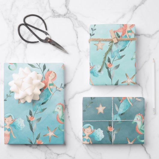 メルメイドパーティーカリブのザブルーシー ラッピングペーパーシート (正面)