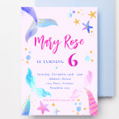 メルメイドピンクブルー誕生日パーティーの招待 招待状