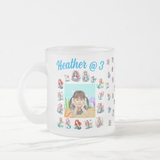 メルメイドフロステッドグラスマグカップ子供の誕生日の好意 フロストグラスマグカップ (左)