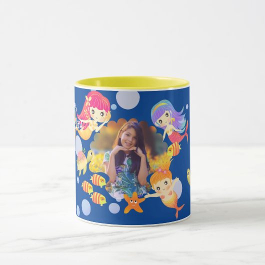 メルメイド写真青 マグカップ (中央)