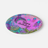 メルメイド&シーシェルピンクスパークリーパーティー ペーパープレート (アングル)