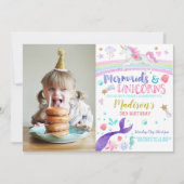 メルメイド・ユニコーンの誕生日パーティーの招待状 招待状 (正面)