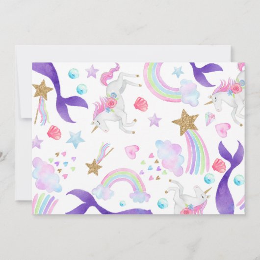 メルメイド・ユニコーンの誕生日パーティーの招待状 招待状 (裏面)