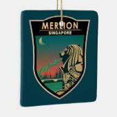 メルリオンシンガポールトラベルヴィンテージアート セラミックオーナメント (右)