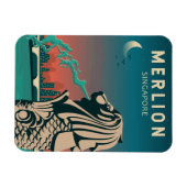 メルリオンシンガポールトラベルヴィンテージアート マグネット (横)