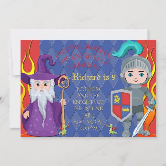 メルリン&ナイツオブザラウンドテーブルキャメロット招待状 招待状 (正面)