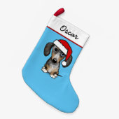 メルルダンルダックスシュントサンタかわいい犬 スモールクリスマスストッキング (正面 (吊り時))
