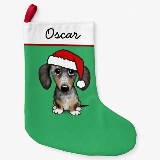 メルルダンルダックスシュントサンタかわいい犬 スモールクリスマスストッキング (正面)