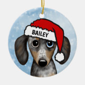 メルルDachshund名パーソナライズされた前 セラミックオーナメント (正面)