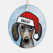 メルルDachshund名パーソナライズされた前 セラミックオーナメント (左)