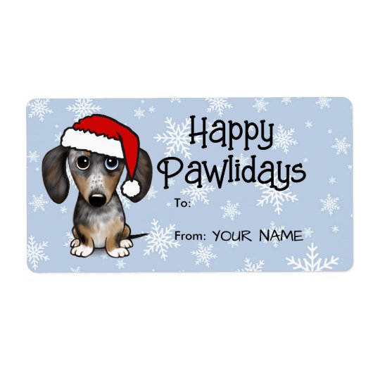 メルルDachshund犬のクリスマスギフトから ラベル (正面)