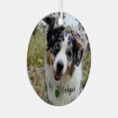 メルレオーストラリアシェパードパピーセラミックオーナメント メタルオーナメント (正面右)