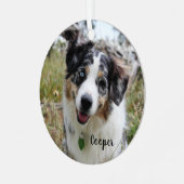 メルレオーストラリアシェパードパピーセラミックオーナメント メタルオーナメント (正面左)