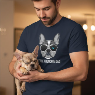 メルレフレンチブルドッグの父のためのクールなデザイン Tシャツ