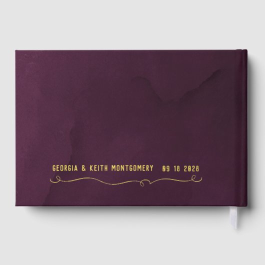 メルロウォーター色金ゴールドスクリプトエレガントな結婚式 ゲストブック (裏面)