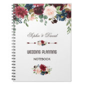 メルロエレガントーネイビーブルーフローラウェディングプランナー ノートブック (正面)