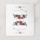 メルロエレガントー海軍ブルーフローラテーブル番号 プレイスカード (外部開封)