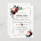 メルロエレガントー海軍ブルーフローラリハーサルディナー 招待状 (正面/裏面)