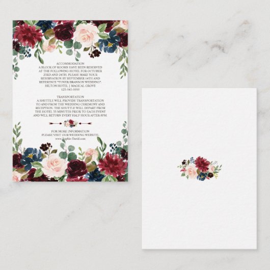 メルロエレガントー海軍ブルーフローラ結婚ズ詳細 エンクロージャーカード (正面/裏面)