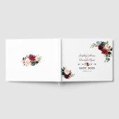 メルロエレガントー海軍ブルーフローラ結婚ズ ゲストブック (全面)