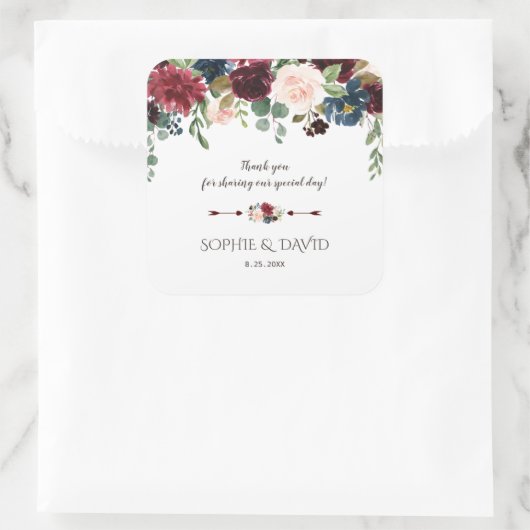 メルロエレガントー海軍ブルーフローラ結婚ズ スクエアシール (バッグ)