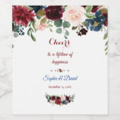 メルロエレガントー海軍ブルーフローラ結婚ズ ワインラベル (シングルラベル)