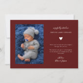 メルロトリーヴメリーィリーベビー写真 案内状 (裏面)