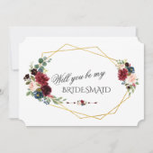 メルロネイビーブルーフローラは私の花嫁になる 招待状 (正面)