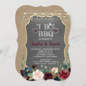 メルロネイビーブルーフローラチョークバーラップI DO BBQ 招待状 (正面/裏面)