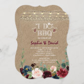 メルロネイビーブルーフローラバーラップIドバーベキュー 招待状 (正面/裏面)