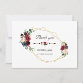 メルロネイビーブルーフローラ金ゴールドフレームありがとう サンキューカード (正面)