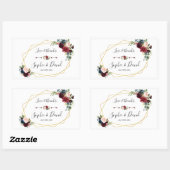 メルロネイビーブルーフローラ金ゴールドフレーム結婚ズ 長方形シール (シート)