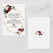 メルロネイビーブルーフローラ金ゴールドフレ結婚ームの詳細 エンクロージャーカード (正面/裏面)