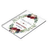 メルロネイビーブルーフローラ開花ウェディングプランナー ノートブック (左側)