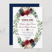 メルロネイビーブルーフローラ開花リハーサルディナー 招待状 (正面/裏面)