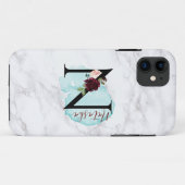 メルロパーソナライズされたー海軍フローラレターN (名前あり) Case-Mate iPhoneケース (裏面(横))