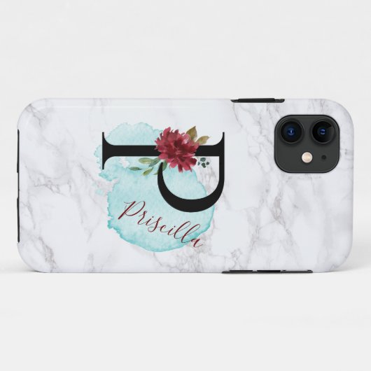 メルロパーソナライズされたー海軍フローラレターP (名前あり) Case-Mate iPhoneケース (裏面(横))