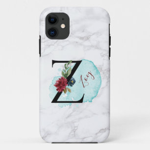 メルロパーソナライズされたー海軍フローラレターZ (名前あり) iPhone 11 ケース