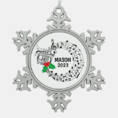 メルロフォンマーチングバンドクリスマスオーナメント スノーフレークピューターオーナメント (正面)