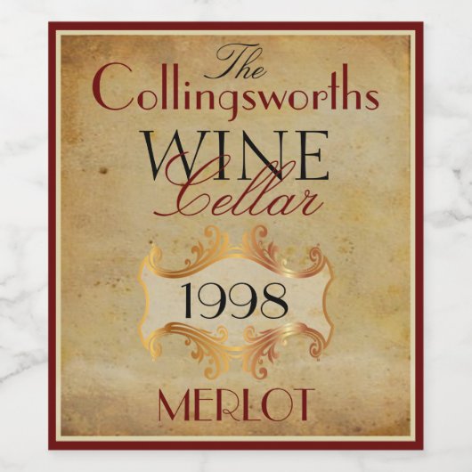 メルロレッドワインボトルラベルパーソナライズされた ワインラベル (シングルラベル)