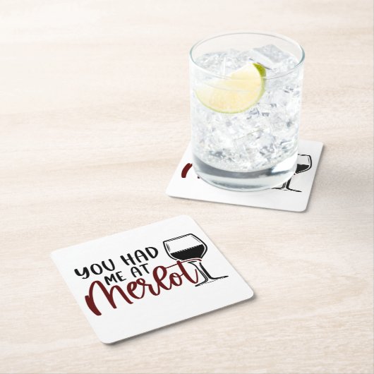 メルロワインコースター「メルロで私を食べた」 スクエアペーパーコースター (インサイチュ)