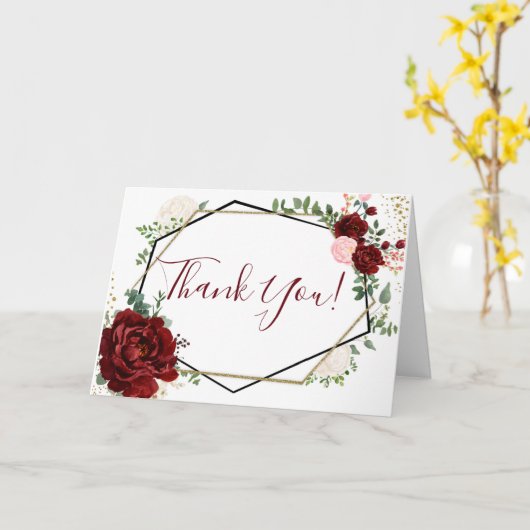 メルローの花の幾何学的な結婚式は感謝していしています カード (黄色い花)