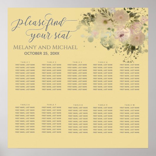 メルローイエローウォーターカラーボーフローラトレンディー ポスター (正面)