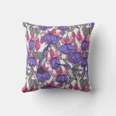 メルローズとピンクのハミングバードガーデン クッション (裏面)