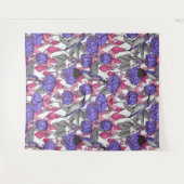 メルローズとピンクのハミングバードガーデン タペストリー (正面(横))