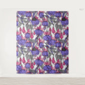 メルローズとピンクのハミングバードガーデン タペストリー (正面)